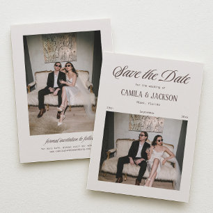 Vintage Espresso Brown Wedding Save the Date Photo Invitation