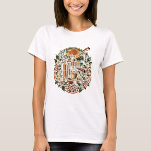Vintage Espresso Lever Machine Botanical T-Shirt