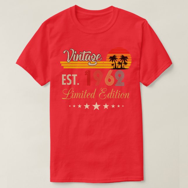 Vintage Est 1962 Limited Edition Birthday T-Shirt (Design Front)
