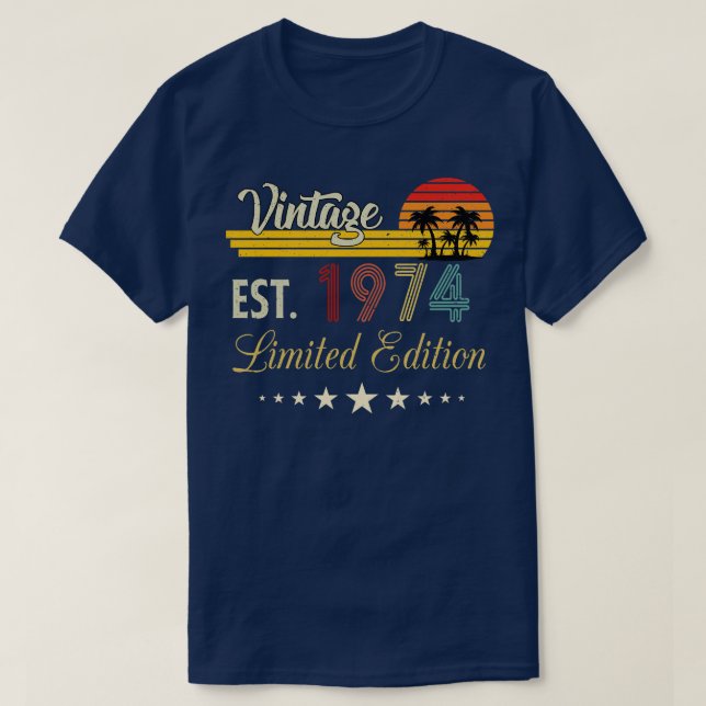 Vintage Est 1974 Limited Edition Birthday T-Shirt (Design Front)