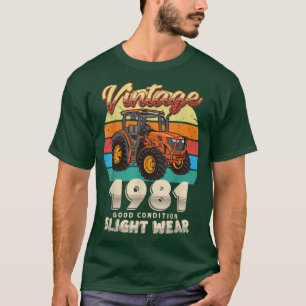Vintage Est 1981 Farmer Tractor 41st Birthday 41 Y T-Shirt