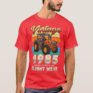 Vintage Est 1985 Farmer Tractor 37th Birthday 37 Y T-Shirt