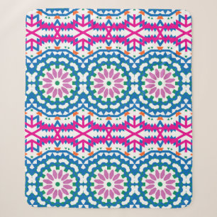 Vintage ethnic colourful bohemian pattern in brigh sherpa blanket