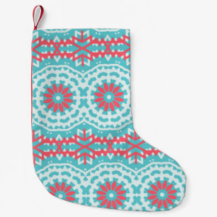Vintage ethnic colourful bohemian pattern in brigh small christmas stocking