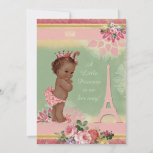 Vintage Ethnic Princess Eiffel Tower Baby Shower Invitation