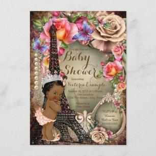 Vintage Ethnic Princess Paris Baby Shower Invitation