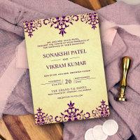 Vintage Ethnic Purple Damask Indian Wedding