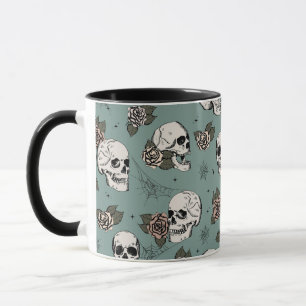 Vintage Eucalyptus Skulls and Roses Mug