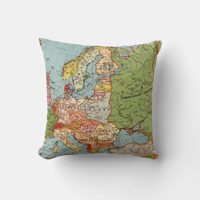 Vintage Europe 20th Century Bacon's Standard Map Cushion (Front)