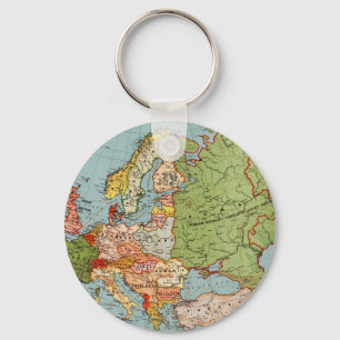 Vintage Europe 20th Century Bacon's Standard Map Key Ring