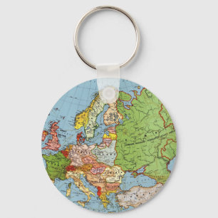 Vintage Europe 20th Century General Map Key Ring