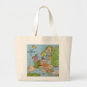 Vintage Europe 20th Century General Map Large Tote Bag