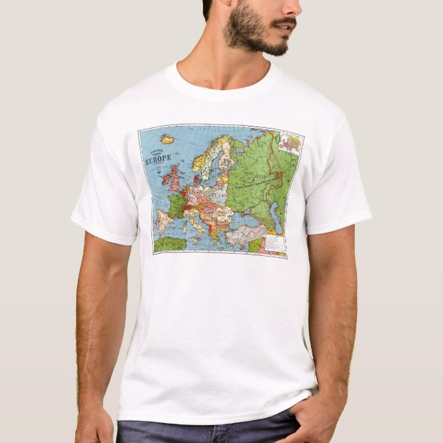 Vintage Europe 20th Century General Map T-Shirt (Front)