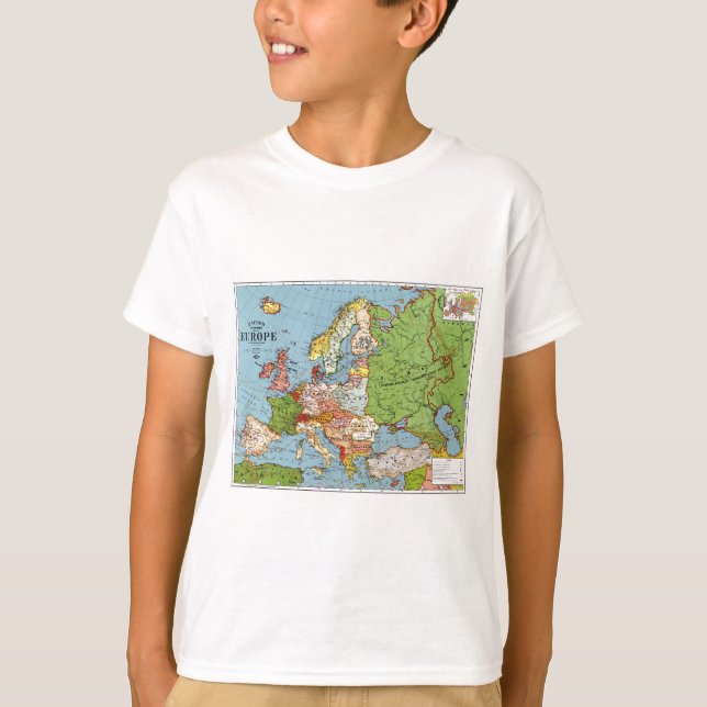 Vintage Europe 20th Century General Map T-Shirt (Front)