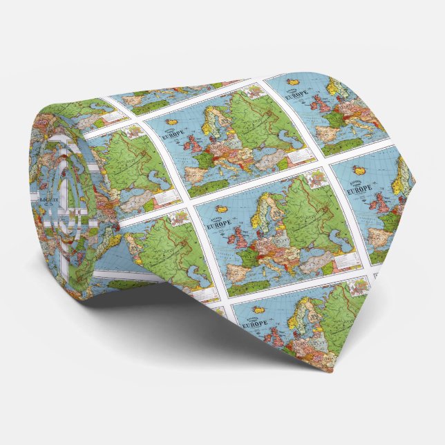 Vintage Europe 20th Century General Map Tie (Rolled)