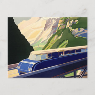 Vintage Europe Rail Travel Postcard