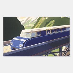 Vintage Europe Rail Travel Rectangular Sticker
