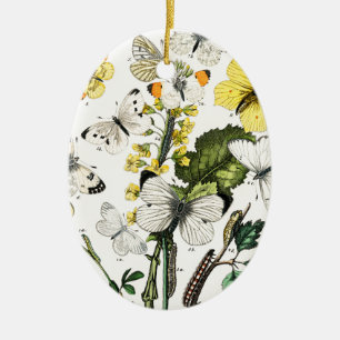 Vintage European Butterflies Ceramic Ornament