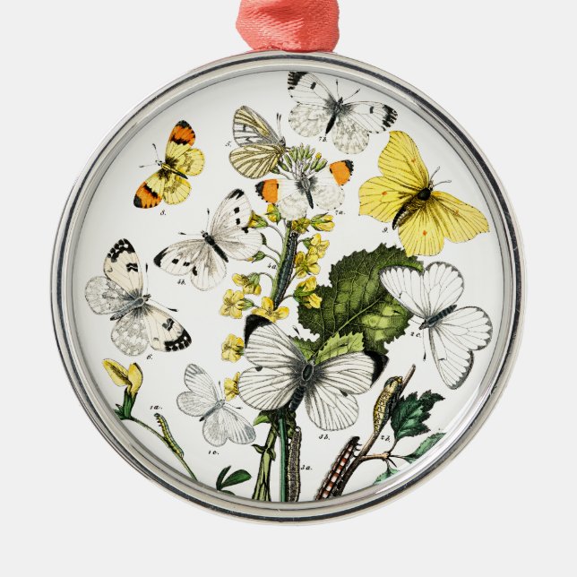 Vintage European Butterflies Metal Ornament (Front)