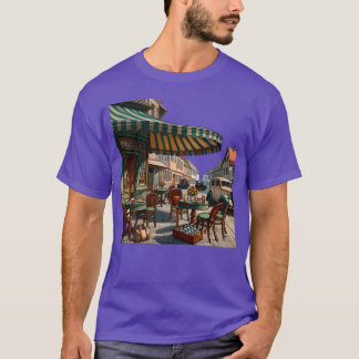 Vintage European Cafe Scene friends T-Shirt