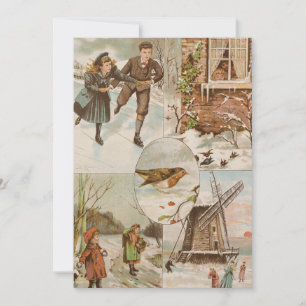 Vintage European Christmas Card Pearl Shimmer