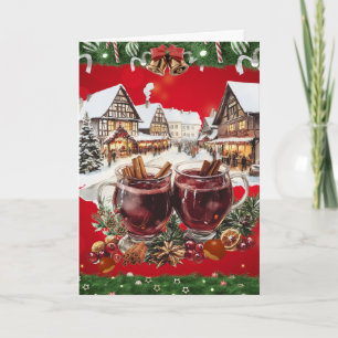 Vintage European christmas market Holiday Card