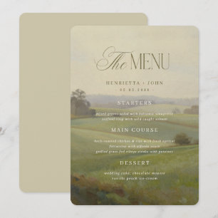 Vintage European Landscape Wedding Menu Card