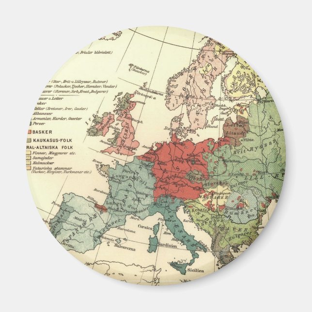 Vintage European Map Continent Magnet (Front)