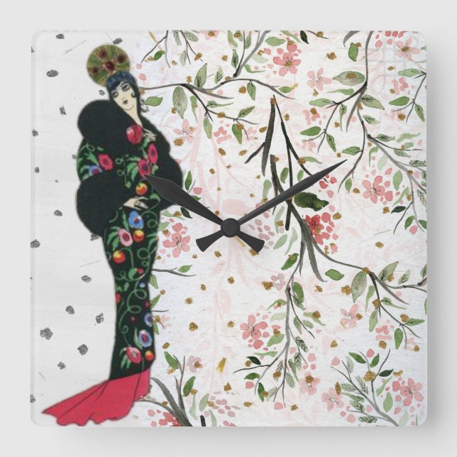 Vintage European Rectangle Wall Clock (Front)