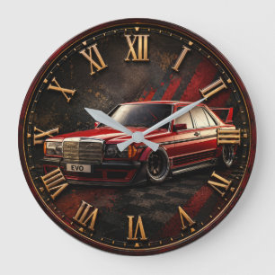 Vintage European Sports Sedan Retro Car Large Clock