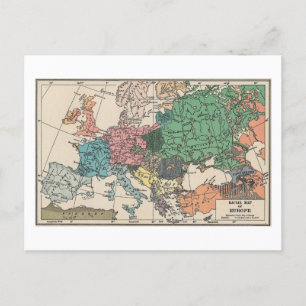 Vintage European Travel Map  Holiday Postcard