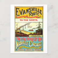 Vintage Evansville Route Poster, Nashville/Chicago
