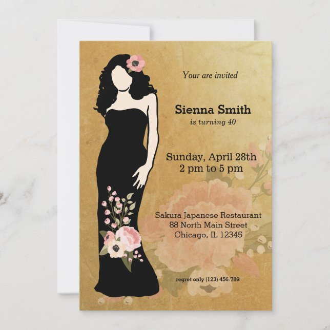 Vintage evening dress invitation (Front)