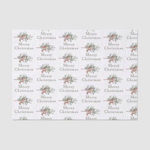 Vintage Evergreen Juniper Branch Holiday Tissue Paper