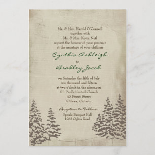 Vintage Evergreen Winter Wedding Invitation