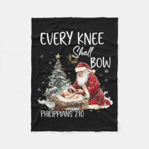 Vintage Every Knee Shall Bow Santa Clause Religiou Fleece Blanket