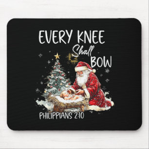Vintage Every Knee Shall Bow Santa Clause Religiou Mouse Pad