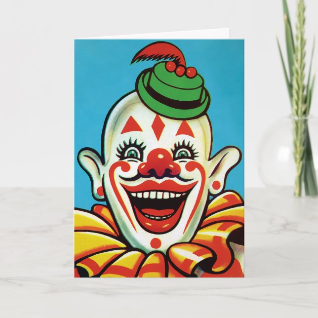 Vintage Evil Clown Birthday Card (Front)