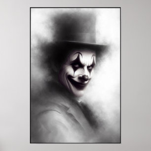 Vintage Evil Clown in Top Hat Poster
