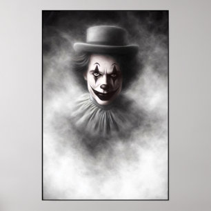 Vintage Evil Clown in Top Hat Poster