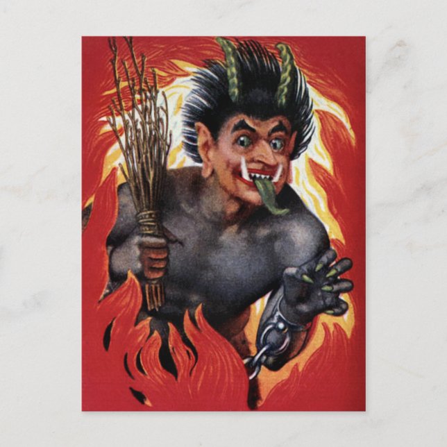 Vintage Evil Krampus Postcard (Front)