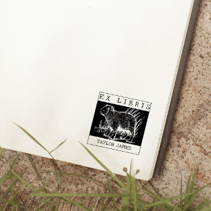 Vintage Ex Libris, Capybara Book       Rubber Stamp