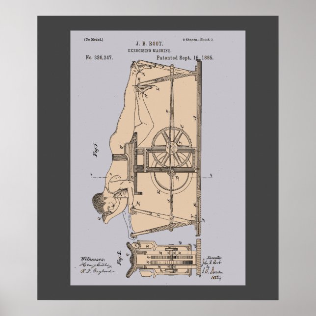 Vintage Exercise Machine Patent Poster (Front)