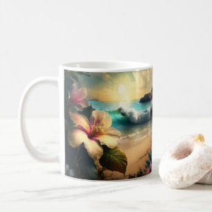Vintage Exotic Hawaiian Flowers Coffee Mug