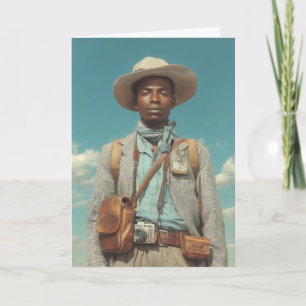 Vintage Explorer Portrait with Camera and Travel G Card