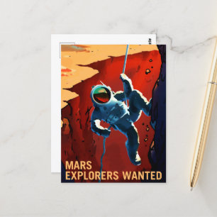 Vintage "Explorers Wanted" Mars Recruitment Postcard