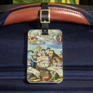 Vintage Explorers with Antique Globe Map, 1542 Luggage Tag