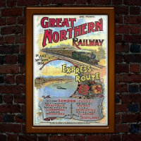 Vintage Express Route Train Travel Advertising