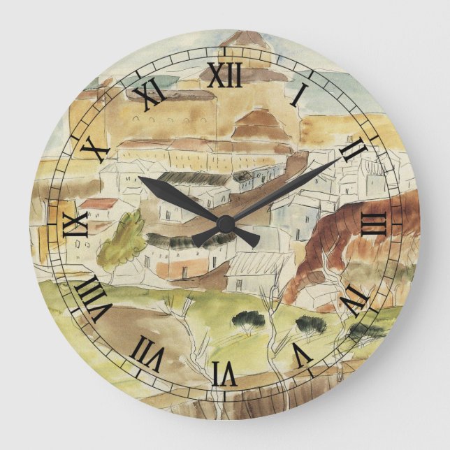 Vintage Expressionism, Almeria by Walter Gramatte Large Clock (Front)