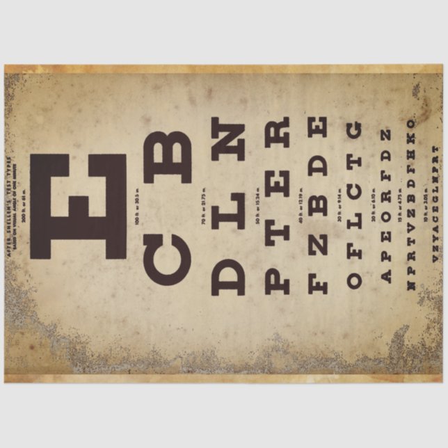 Vintage Eye Chart Decoupage Paper (Front)